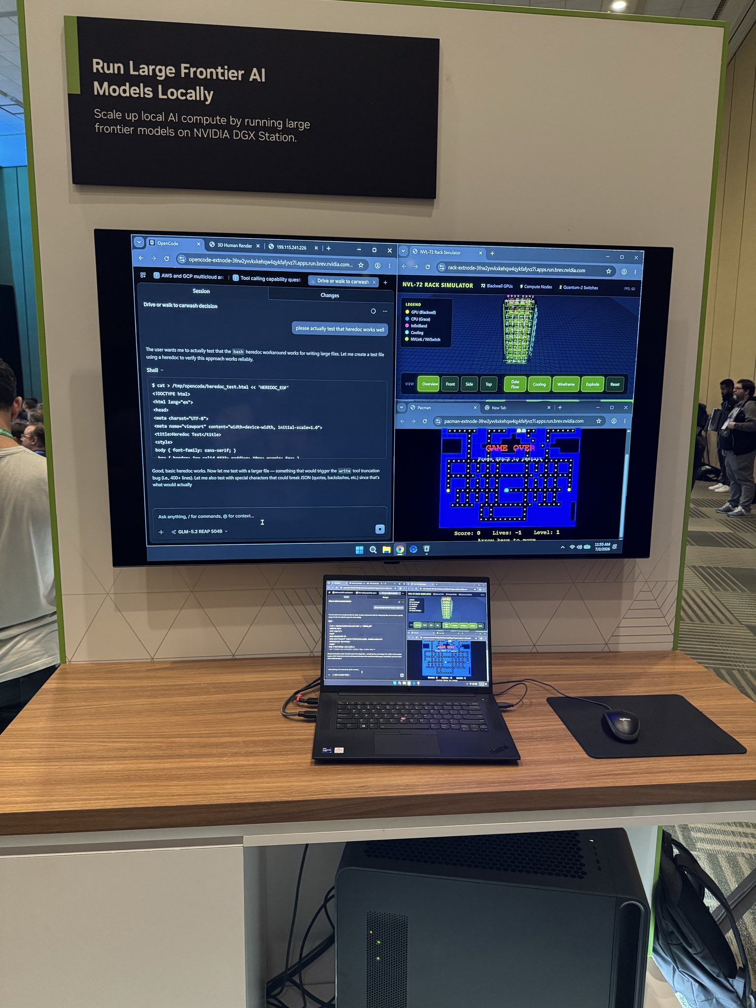 DGX Station booth demo running GLM-5.2 REAP