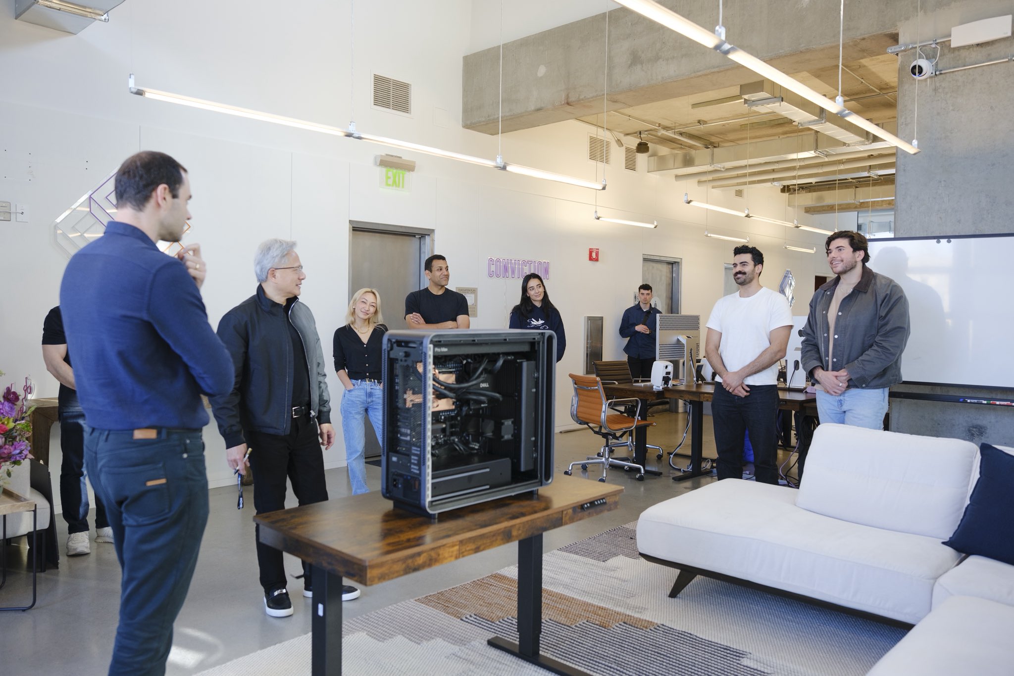 Nader Khalil's photo of the first DGX Station online event, with the GB300 workstation open in the room