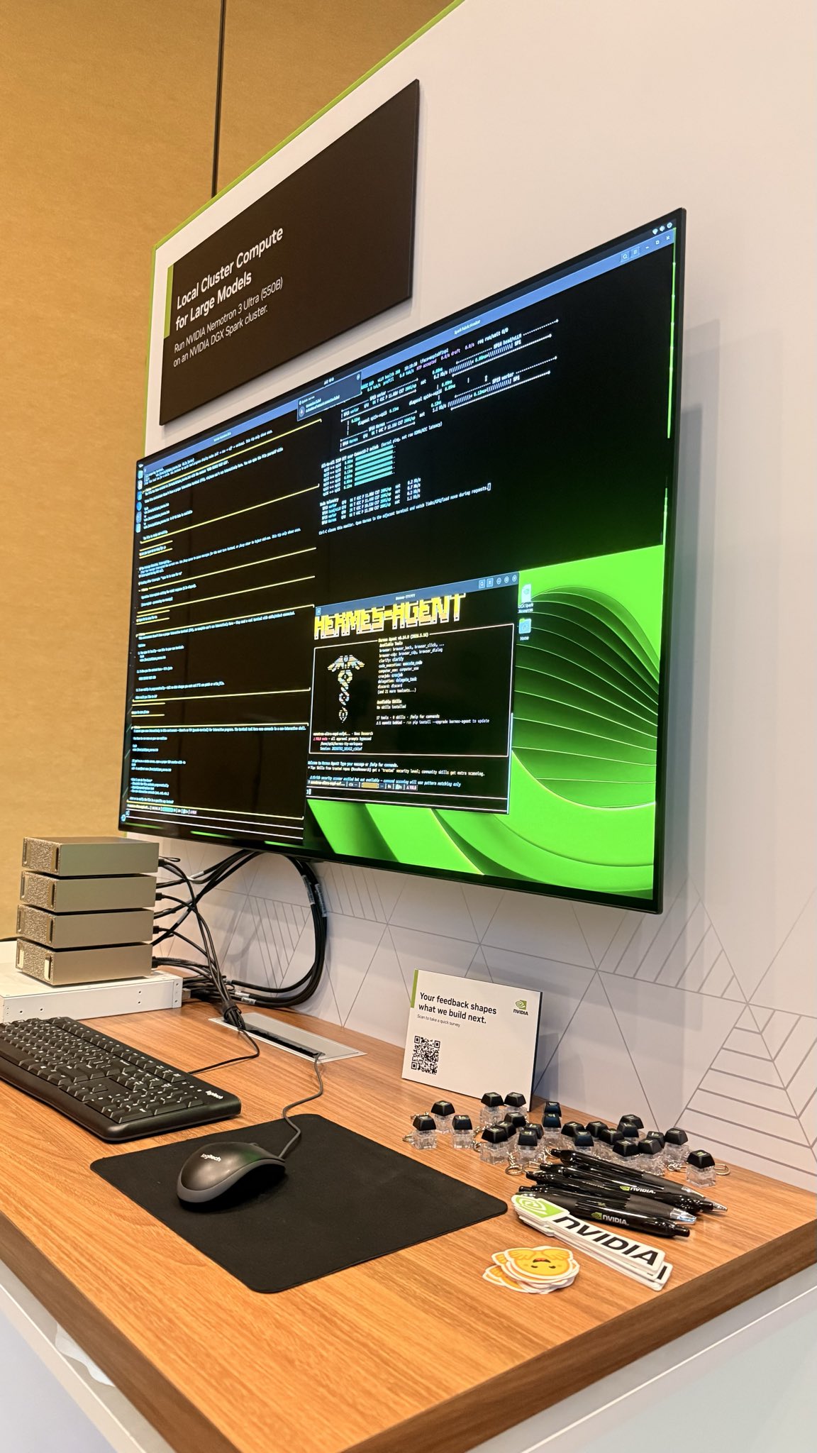 Four DGX Spark units arranged together